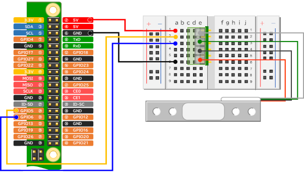 ブレッドボードを使用したHX711モジュールとRaspberryPiの接続